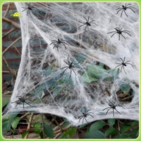 Fianao Web Nhện Thực Tế Lớn Halloween Nhện Trang Trí Với 100 Nhện Giả Trong Nhà Ngoài Trời Ngôi Nhà Ma Ám Dự Tiệc Cung Cấp Mạng Lưới Siêu Co Giãn Cho Khu Vực 1000 Sqft