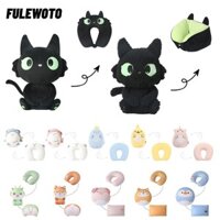 Filewoto Gối Cổ Có Thể Thay Đổi, Máy Bay Ô Tô Gối Cổ Du Lịch 2 Trong 1,, Chim Cánh Cụt Mềm Mèo Đen Hình Chữ U Hỗ Trợ Gối Cắm Trại Đi Bộ Đường Dài