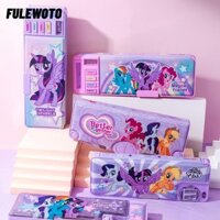 Filewoto Little Pony Pencilcase, Hộp đựng bút chì dung lượng lớn hoạt hình, Bút chì dễ thương Máy mài hai lớp Hộp văn phòng phẩm dành cho sinh viên Đồ dùng học sinh