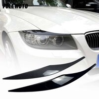 Filewoto Vỏ mí mắt đèn ô tô, ABS bóng đèn pha màu đen Lông mày, Sửa đổi ngoại thất tự dính Nhãn dán mui xe siêu nhẹ cho BMW 3 Series E90 E91 2005-2012