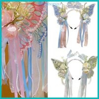 Fine Pearls Headband Butterfly Ribbon Pageant Prom dành cho đạo cụ sân khấu chơi trường học