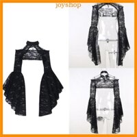 Fine Steam Punk Áo Kiểu Tay Loe In Hoa Phối Dây Cột Cổ Điển gothic