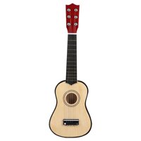 Finest Solid Wood 21inch 6 String Acoustic Guitar Musical Instrument for Kids Beginners Students Christmas Birthday Gift - Wood