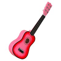 Finest Solid Wood 21inch 6 String Acoustic Guitar Musical Instrument for Kids Beginners Students Christmas Birthday Gift - Pink