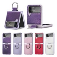 Finger Ring Case for Samsung Galaxy Z Flip 4 5G Ambilight Glitter Anti-knock Cover Hard PC Protect Shell
