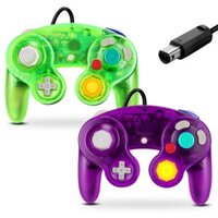 FIOTOK Gamecube Controller Classic Wired Controller for Wii Nintendo Gamecube (Clear Purple & Clear Green - 2 Pack)