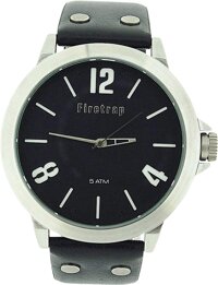 Firetrap Gents Analogue Large Black Dial Black Leather Strap Watch FT1044B