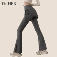 Fit.her Dây Rút Váy loe Quần Giả Hai Mảnh Micro Prada Nâng Eo hông Quần Tập Yoga
