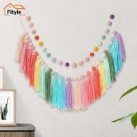 Fityle Boho Hạt Gỗ Tua Rua Vòng Hoa Trang Trí Tường Cho Tiệc Phòng Khách Tắm Cho Bé