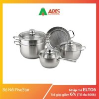 Fivestar - Bộ nồi 3 đáy nắp kính inox - 4 món