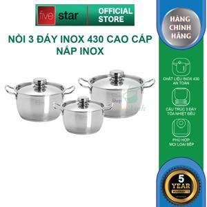 Fivestar - FS06C-1 - Bộ 3 Nồi Cool Ba Đáy Nắp Inox