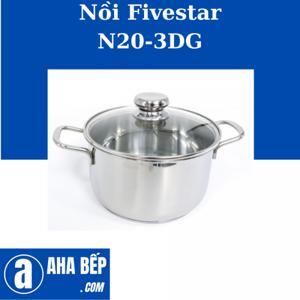 Nồi inox Fivestar N20-3DG - 20cm, Nắp Kính, 3 đáy