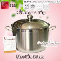 [Fivestar] Nồi inox 3 đáy size lớn 36cm, dùng được bếp từ. Nồi size lớn dùng luộc nhiều gà, nấu dung tích lớn