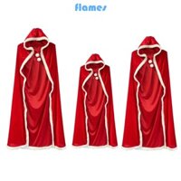 Fl Chiều dài đầy đủ có mũ trùm đầu Áo choàng màu đỏ Giáng sinh Ông già Noel Pompom Tie Up Fancy Cape Áo choàng