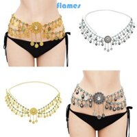 Fl Đồng Xu Dây Xích Bụng Ấn Độ Đồng Xu Tua Rua Dây Xích Trang Sức Khiêu Vũ Đầm Thắt Lưng Vàng Bạc Bohemian Kim Loại Thắt Lưng