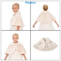 Fl Girls Faux Fur Dress Coat Princesses Cape Winter Áo len dài tay thanh lịch để mặc buổi tối