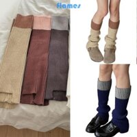 Fl Nữ Thời Trang Có Gân Đan Thấp Không Đều Chân Ấm Áp Mùa Đông Khối Màu Boot Có Chân Dài Tất Cho Ấm Áp