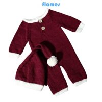 Fl Quần áo chụp ảnh sơ sinh Giáng sinh Mũ ông già Noel Bộ áo liền quần cho bé Phụ kiện ảnh