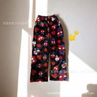 Flannel phim hoạt hình Pajama quần cho Phụ nữ mùa thu và mùa đông lỏng dễ thương Hello Kitty Nhà Mới Giải trí ấm lông cừu lót quần