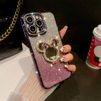 Flash Diamond 360 Xoay Gương Giá Đỡ Ốp Lưng Điện Thoại iPhone 16 11 12 13 14 15 Pro Max 15 16 plus Ống Kính Bảo Vệ Camera Vỏ Chống Sốc TPU Vỏ Mềm Vỏ Bảo Vệ Điện Thoại