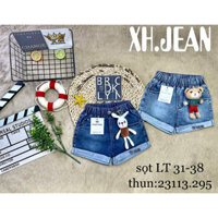 [FLASH SALE] Quần đùi cho bé gái phối đồ đi chơi đi học size 18-50kg chất jeans co giãn mềm mại (Kèm gấu)
