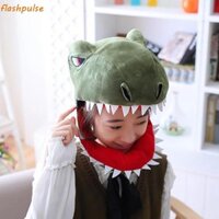 Flashpulse Mũ Đội Đầu Khủng Long, Búp Bê Bông PP Xanh Sang Trọng Mũ Khủng Long, Sáng Tạo Người Lớn Dễ Thương Sang Trọng Mũ Cá Mập Sang Trọng Quà Tặng Sinh Nhật