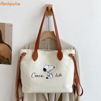 Flashpulse Túi Đeo Vai Snoopy, Túi Xách Vải Hoạt Hình Phong Cách Hàn Quốc, Túi Bảo Quản Đơn Giản Kawaii Túi Tote Dung Tích Lớn Túi Nữ