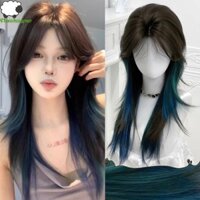 Flashsync Jellyfish Mullet Head Cos Wig, Highlighted Tổng Hợp Chọn Nhuộm Tóc Giả Đuôi Sói, Full Head Cover Cold Brown Layered Anime Tóc Thẳng Dài Halloween