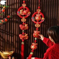 Flashsync Mặt dây chuyền Tết Nguyên Đán, Treo đồ trang trí năm mới may mắn của Trung Quốc, Tua Rua truyền thống Ba lần Trang trí lễ hội mùa xuân đỏ tại nhà