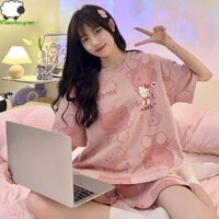 Flashsync Quần Pyjama Kitty, Bộ đồ ngủ ngắn tay màu hồng Kitty Cat Kitty dành cho người lớn, Bộ đồ ngủ KT Quần áo nữ Y2K Bộ đồ ngủ Kitty thoải mái Sinh nhật