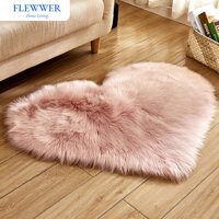 Flewwer Cổ Hình Trái Tim Da Cừu Giả Thảm Len Faux-Fur Thảm Trang Trí Lông Mịn Trang Trí Phòng Ngủ Ấm Tấm Thảm (COD)