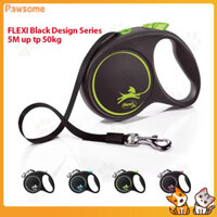 Flexi Black Design Series Dây kéo có thể thu vào cho chó Dây xích tự động Dây nịt linh hoạt cho chó nhỏ vừa lớn Đồ dùng cho thú cưng 5M