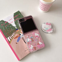 Flip6 Samsung Galaxy Z Flip 5 pc cứng máy tính hoạt hình dễ thương hello Kitty có giá đỡ Ốp lưng OPPO Find N3 lật Samsung Galaxy Z Flip 3 Flip4 Vỏ sáng tạo điện thoại