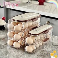 Flippe Giá đỡ trứng cuộn tự động, Hộp đựng trứng lăn gia đình cuộn tự động, Tiết kiệm không gian Tủ lạnh dung tích lớn Nhà bếp chuyên dụng
