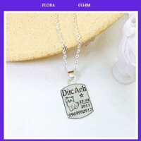 FLORA 0114M - [Có bán lẻ] Dây chuyền bạc ta hình chữ nhật khắc theo yêu cầu dành cho bé
