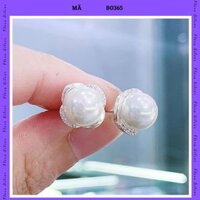 FLORA B0365 - Bông tai nụ bạc ta hình hoa bốn cánh mix trai n u ô i dành cho nữ