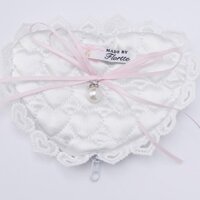 Flortte Bow Love Coin Purse Túi đựng mỹ phẩm ren Túi lưu trữ Mini màu trắng Túi đựng tiền xu