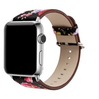 Flower Design Strap for iWatch38mm 42mm Floral Pattern Printed Leather Wrist Band Link Bracelet for Apple Watch Smartwatch Fitness Tracker Series 4 3 2 1 Version