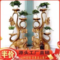 Flower Rack Phòng khách Root Gỗ Sculpture Đồ trang trí ban công bằng gỗ rắn Giá đỡ cây cảnh đa năng kiểu Tru