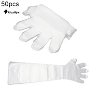 [Fluxifyx] 50 Chiếc Kiểm Tra Thú Cưng Thụ Tinh Nhân Tạo Dùng Một Lần Găng Tay Dài PE Mềm