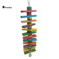 [Fluxifyx] Thú Cưng Chim Vẹt Khối Gỗ Chuông Treo Lồng Xoay Chơi Cắn Nhai Đồ Chơi