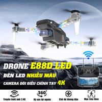 Flycam E88D LED LIGHT 4K độ phân giải cao camera kép trên không máy bay điều khiển từ xa hiệu truyền 5G WIFI