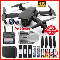 Flycam Mini Giá Rẻ E88/E58, Drone Camera 4k Máy Bay Điều Khiển Từ Xa 4 Cánh Pin Khỏe Bay 200M