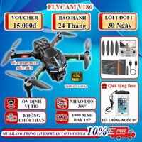 Flycam mini giá rẻ V186 cảm biến Laser, Drone mini động cơ không chổi than triple camera 4K UHD