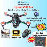 Flycam v186 Pro 3 Camera 8k, Máy Bay Điều Khiển Từ Xa Có Cảm Biến Chống Va Chạm Tích Hợp Cất Cánh và Bay Về 1 Chạm