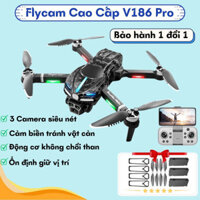 Flycam V186 Pro cụm 3 camera 8k có cảm biến tránh va chạm, plycam mini thời gian bay 25p, bay xa 2500m