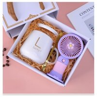 fMBB Cốc gốm có quạt & hộp tay cầm Quà tặng tốt nhất cho những người yêu thích cà phê