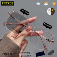 Fncxge Photochromic Chống Bức Xạ Kính Phân Loại Mắt Nam Nữ Chống Ánh Sáng Xanh Cận Thị UV400 Myopic Unisex Máy Tính Cận Thị Kính Mắt Ống Kính Có Thể Thay Thế Tự Động Đổi Màu