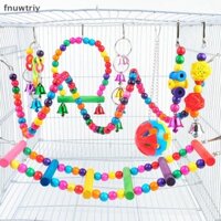 [Fnuwtriy] 5 / 6 Đồ Chơi Lồng Chim Cho Vẹt Nhai Treo Hạt Gỗ Bóng Chuông Đồ Chơi VN