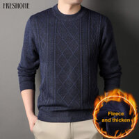 [Fo] Áo len nam cổ tròn Áo len dệt kim ấm cúng cho mùa thu đông Áo chui đầu dáng rộng phong cách để mặc hàng ngày Màu trơn ấm áp và co giãn Áo nhảy dài vừa phải